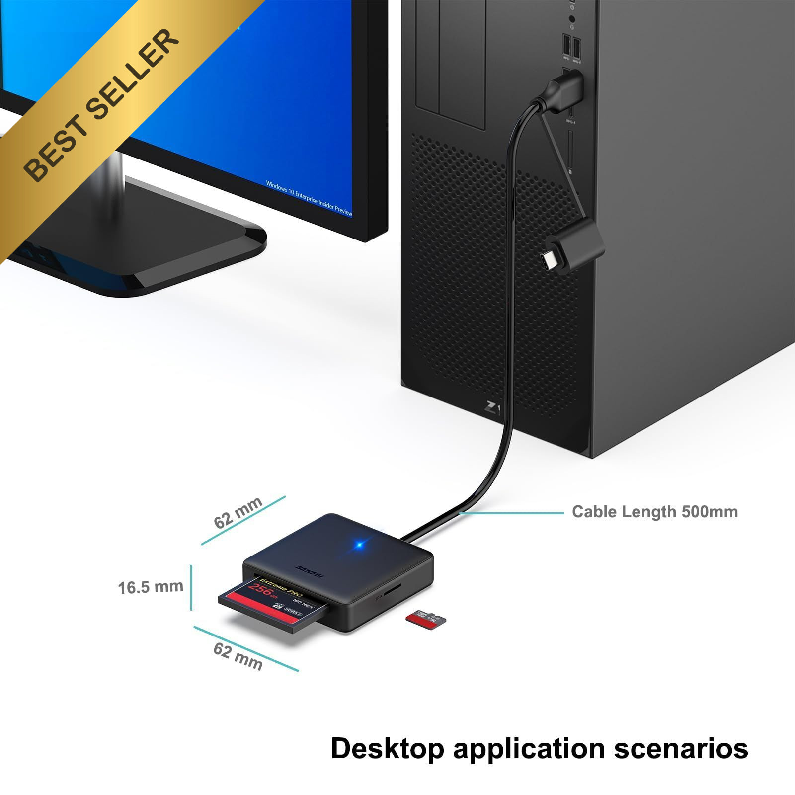 BENFEI 4in1 USB 3.0 USB-C Memory Card Reader Adapter SD Micro SD MS CF MacBook