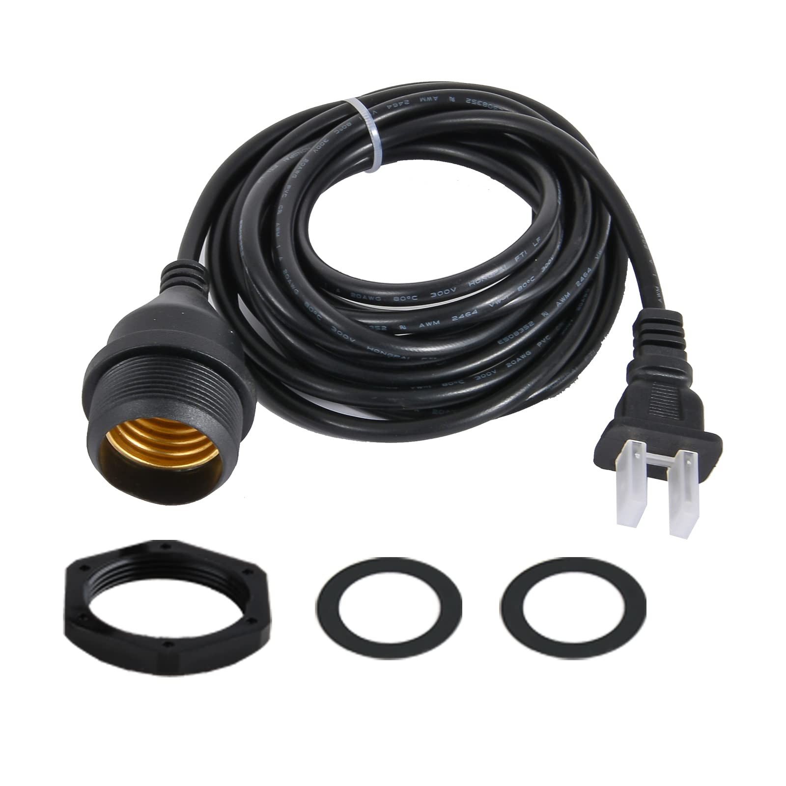 Waterproof Temporary Building Lighting Plug E26 E27 Socket W/Wire 10'