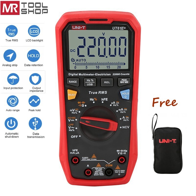 UNI-T UT61E+ True RMS Digital Multimeter AC DC LPF ACV NCV Cap Ohm Freq Test USB