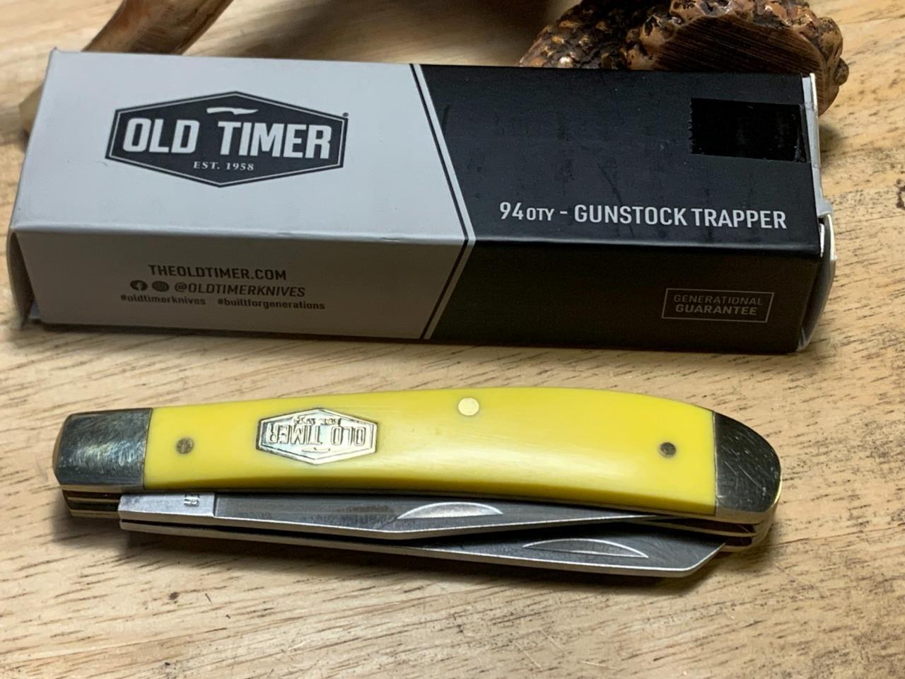 Schrade Old Timer Yellow Delrin Trapper 3 3/4" Pocket Knife SCH94OTY