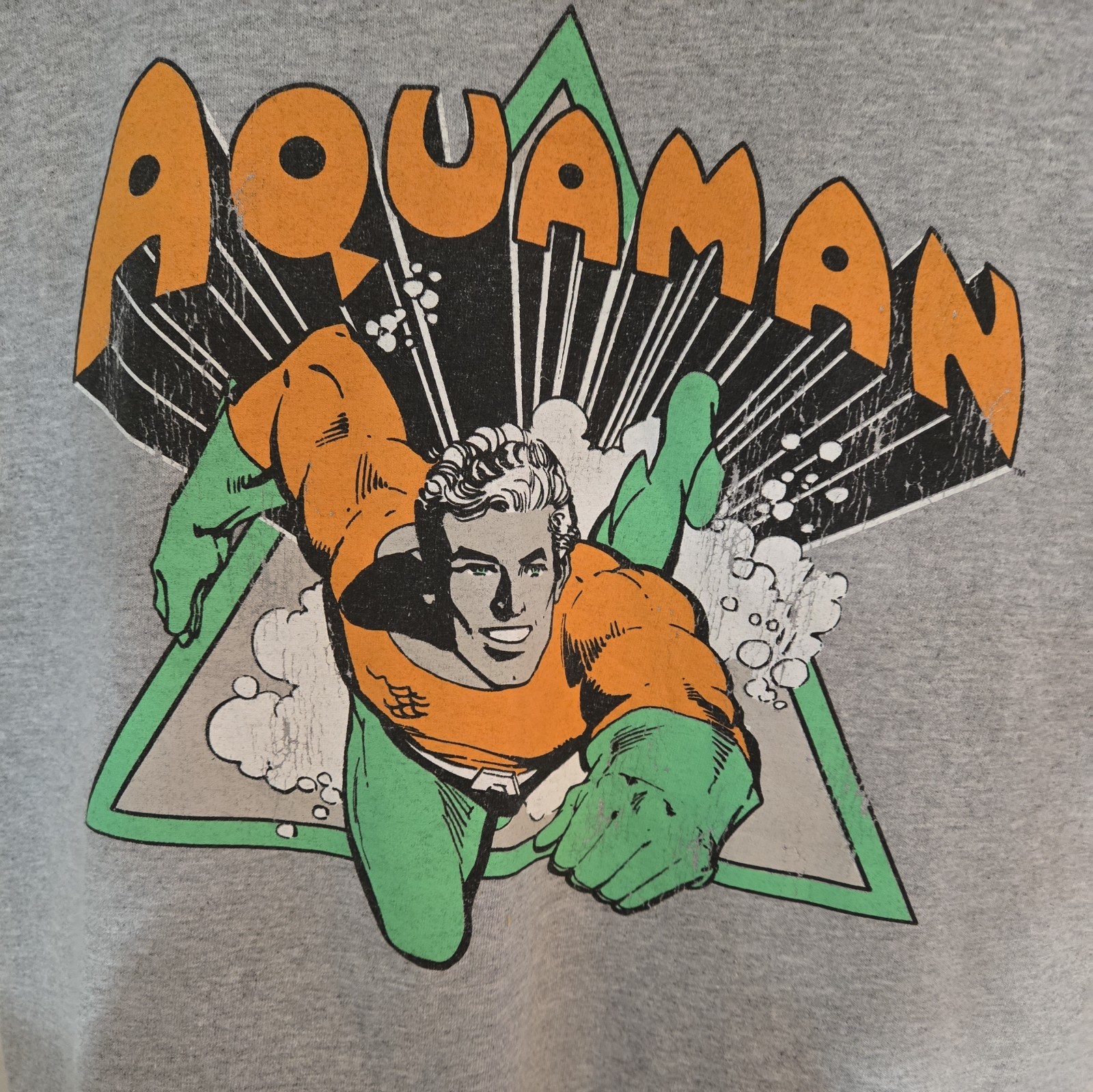 Retro Aquaman DC Comics Gray Graphic T-Shirt Medium