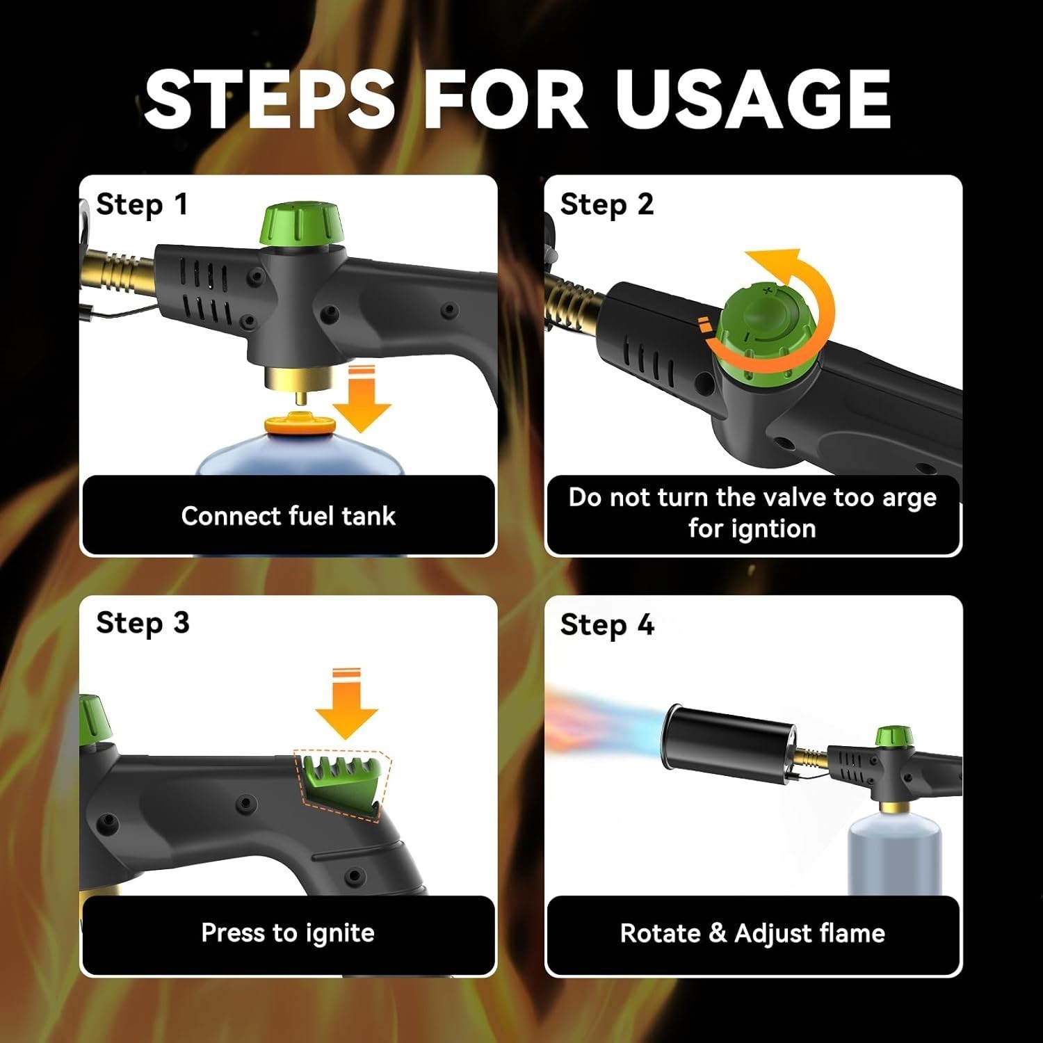 Powerful Propane Torch Gun Kitchen Cooking Searing Charcoal Camp Fire Starter US