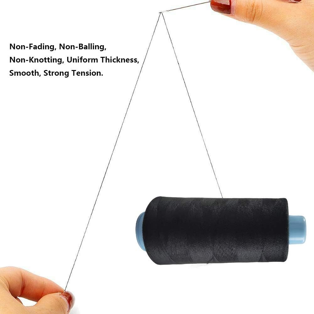 2 Spools Polyester Sewing Thread 3000 Yards White And Black