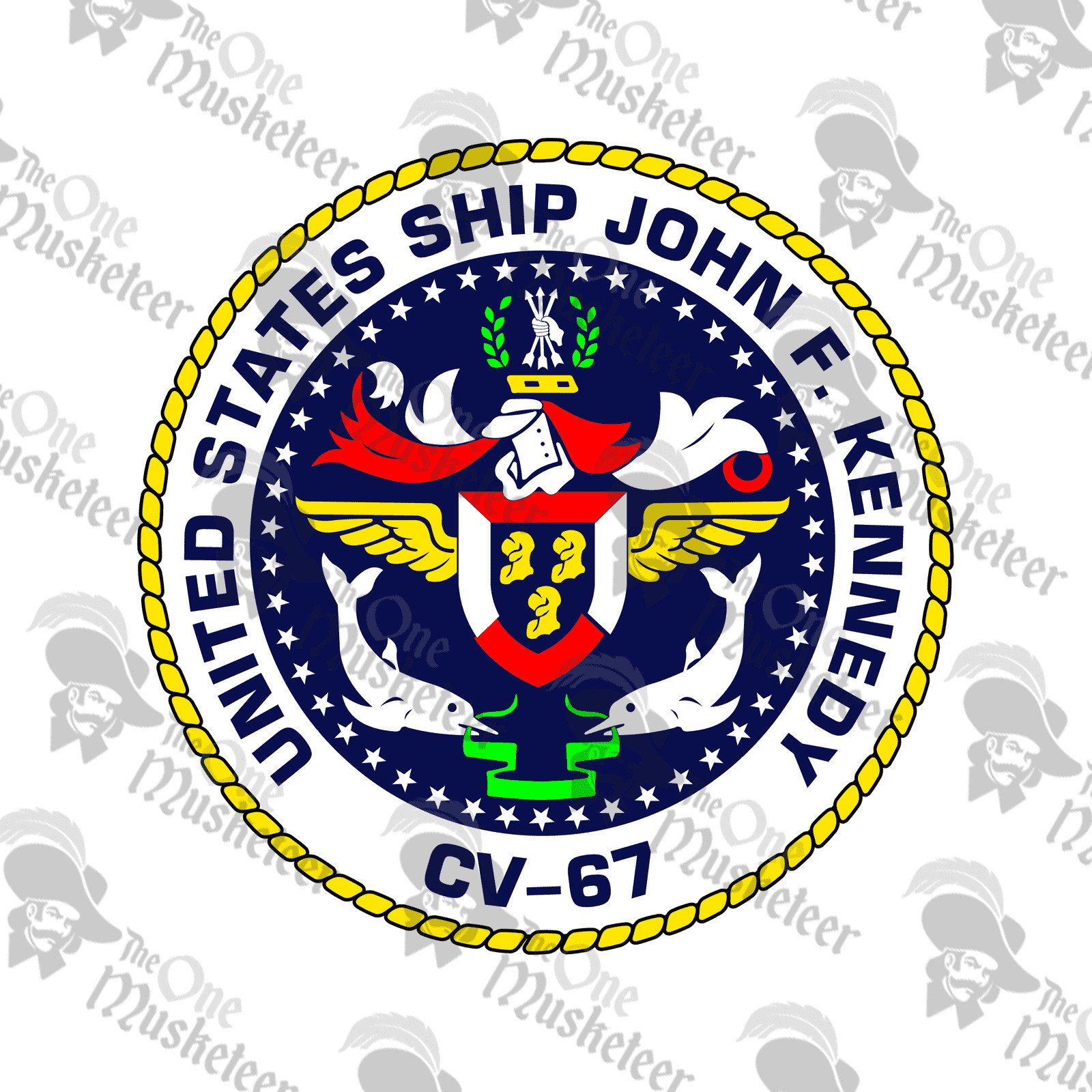 USS JOHN F KENNEDY CV67 Emblem- DECAL, QUALITY 3M VINYL
