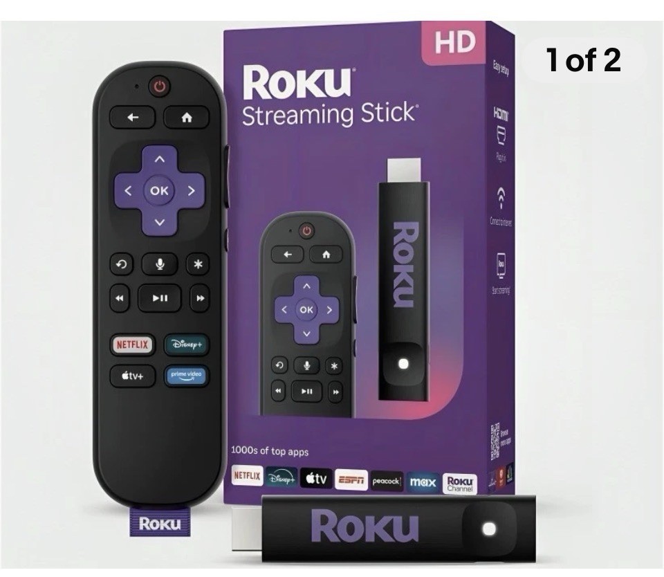 Roku Streaming Stick HD Media Player with Voice Remote – 2025 Model - New Sealed