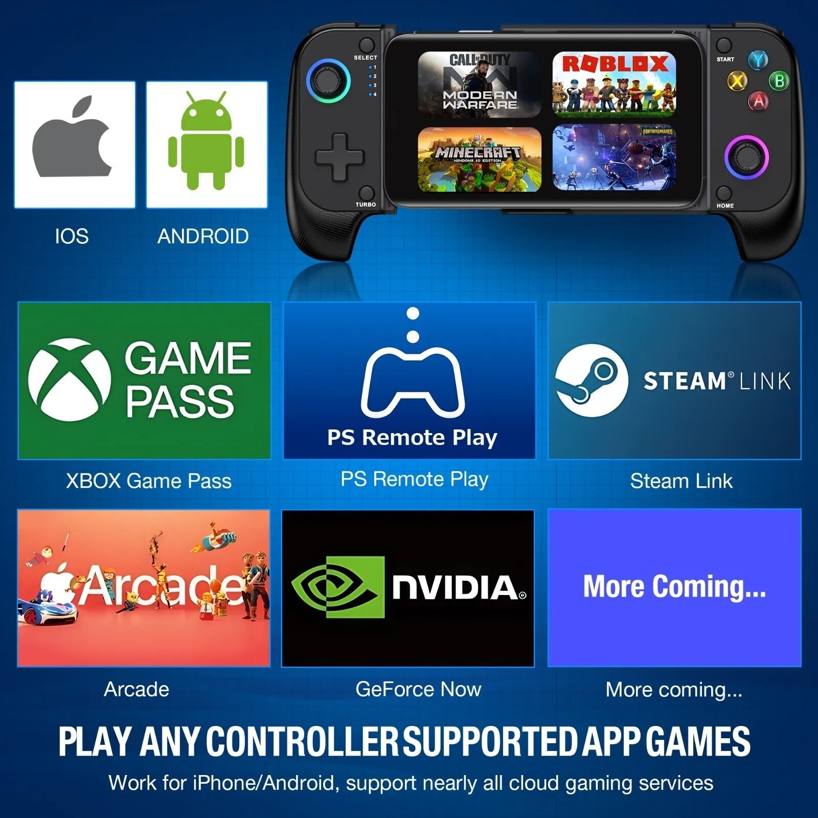 Wireless Phone Controller for iPhone/Android,Mobile Gaming Controller for iOS