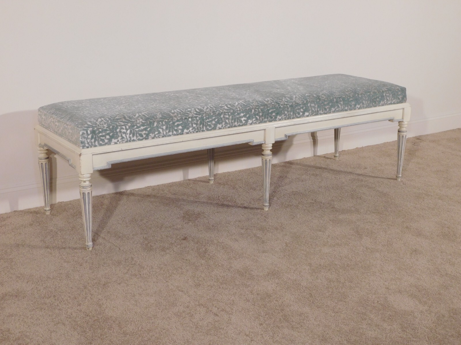 Baker Furniture French Louis XVI End of Bed Bench Stool Ottoman - 6 Feet Long !!