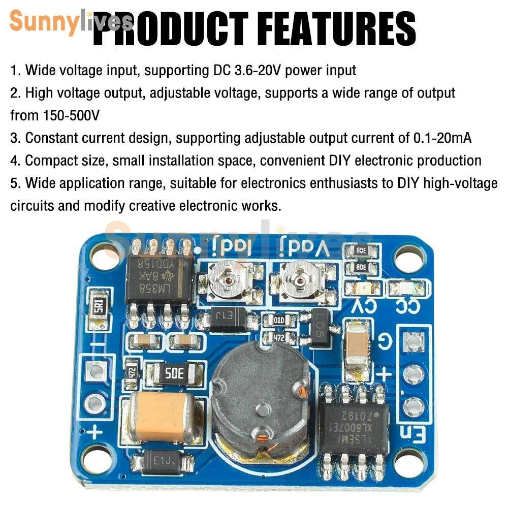 DC-DC 3.6-20V to 150-500V Constant Current Boost Step-up Power Regulation Module