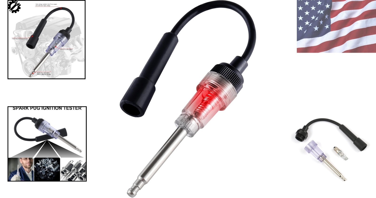 Compact Engine Troubleshooting Tool: Inline Spark Plug Tester with LED Indicator