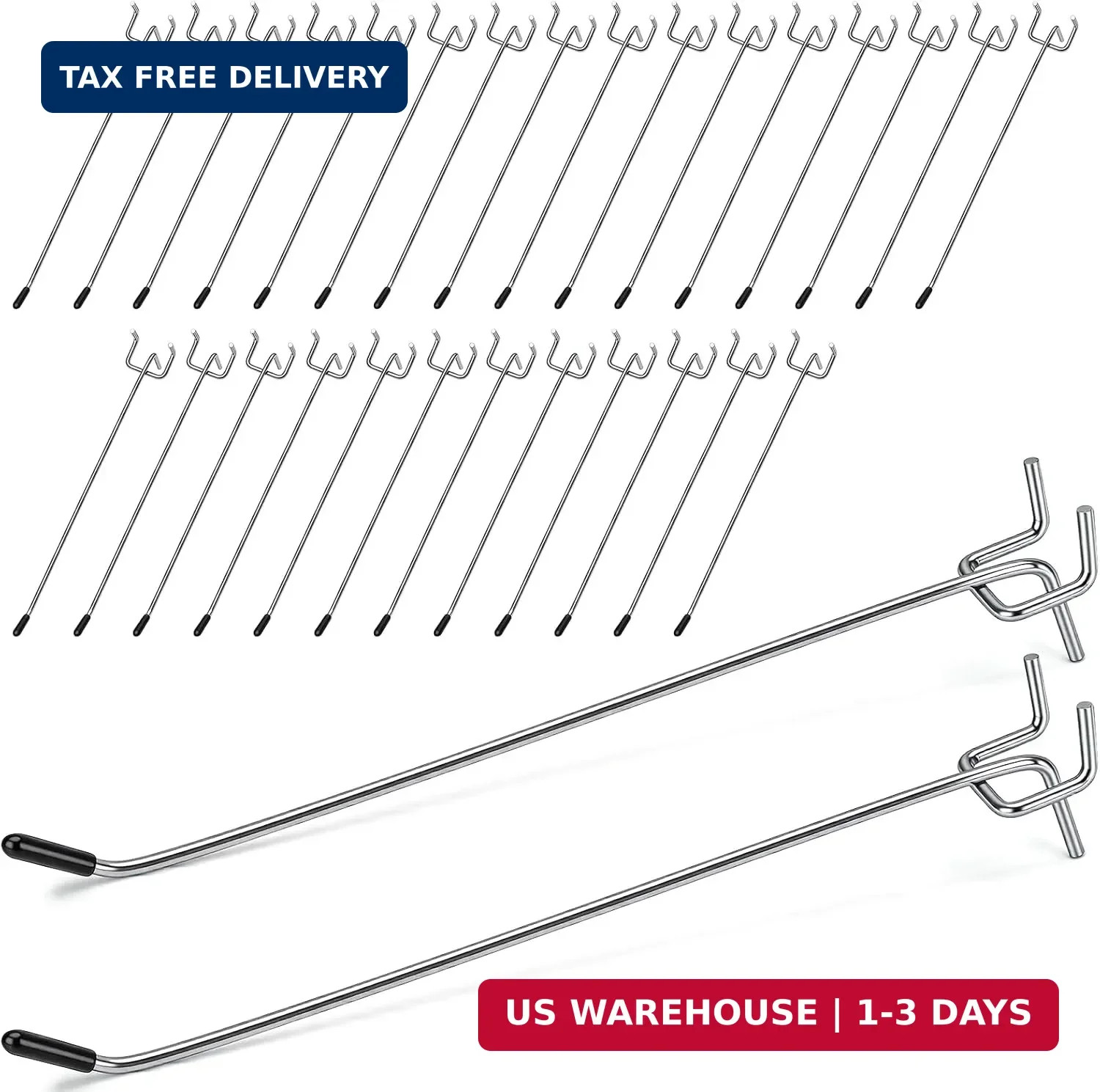 30 Pcs Metal Pegboard Hooks 8 Inch for 1/8" Peg Board Organizer JEAWIWI