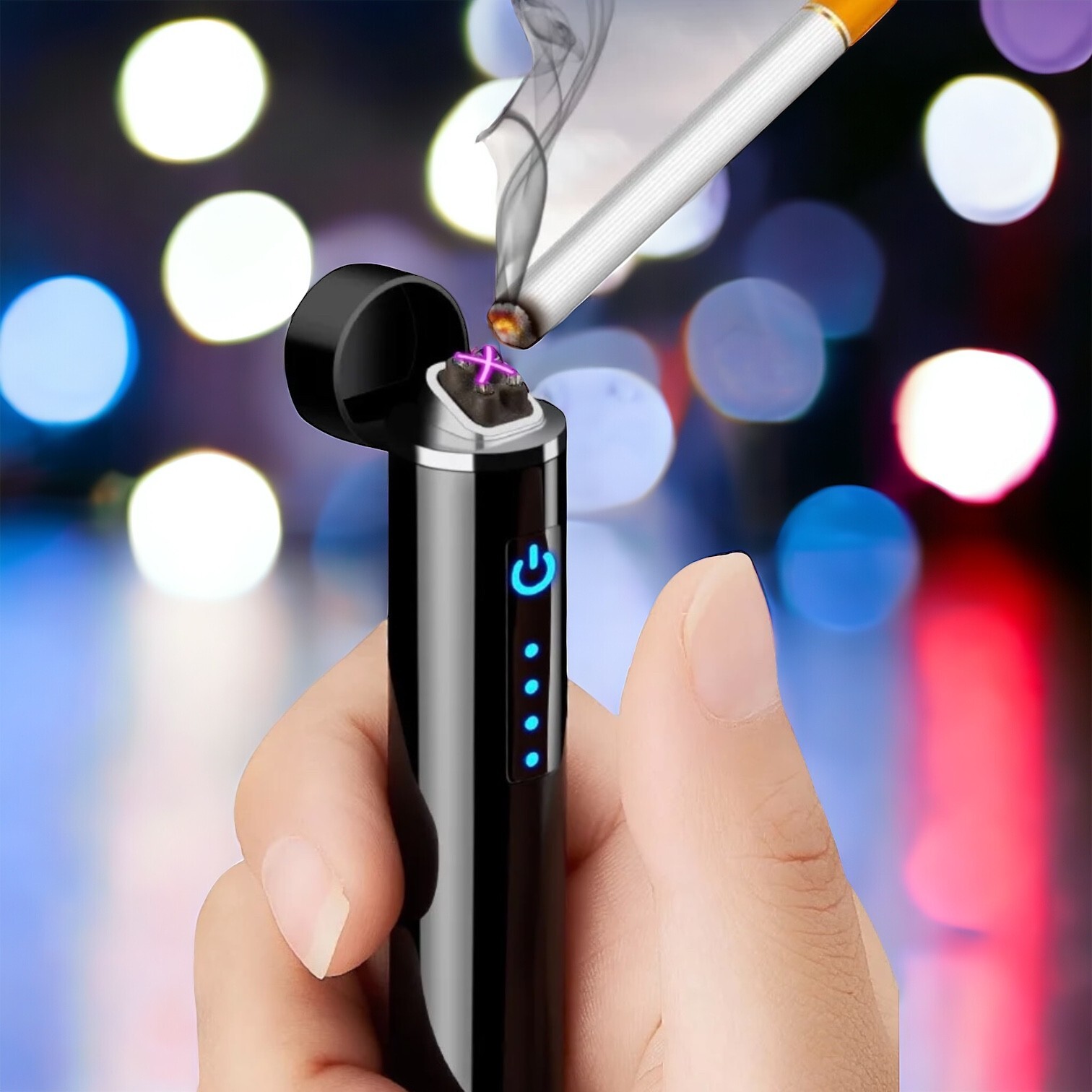 Dual Arc Electric Lighter Plasma Lighter Windproof USB Rechargeable Flameless