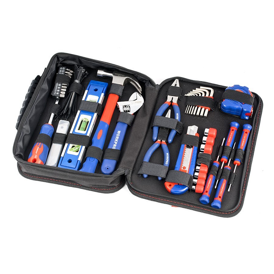WORKPRO Home Tool Kit 100PIECE Household Hand Tool Kit Set w/Easy Carrying Pouch