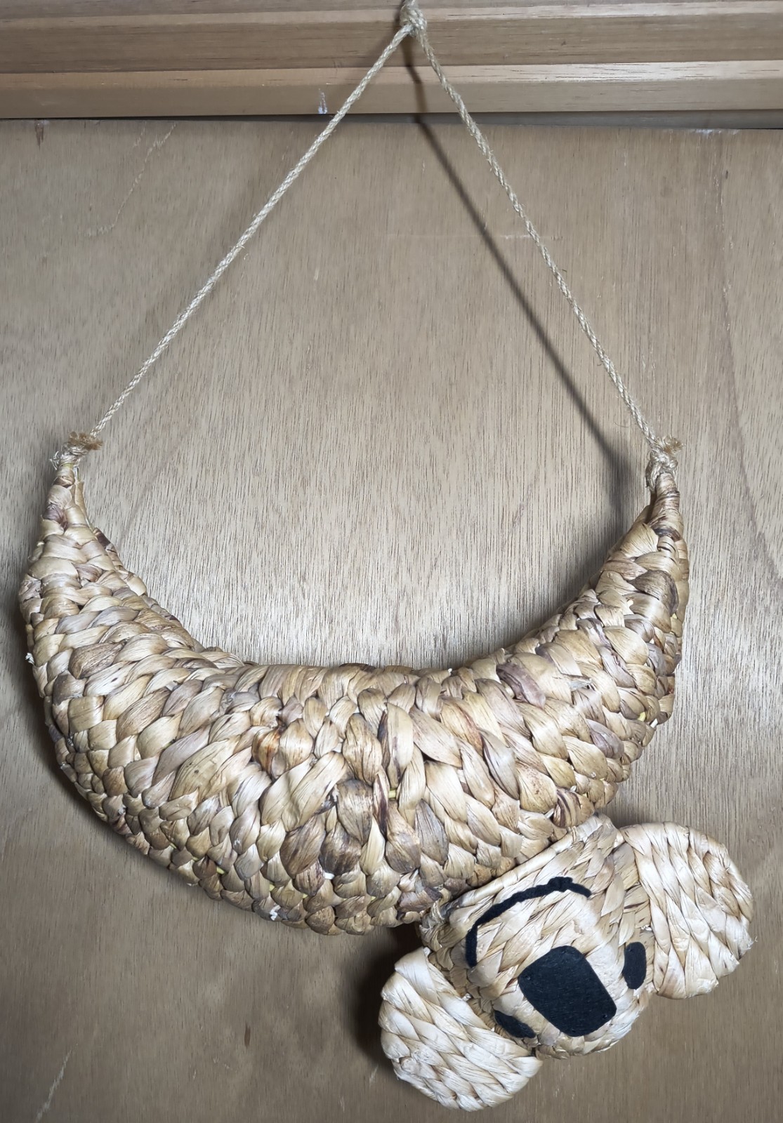 Woven Rattan Koala Bear Hanging Basket ~ Planter, Storage, Animal Nature Decor