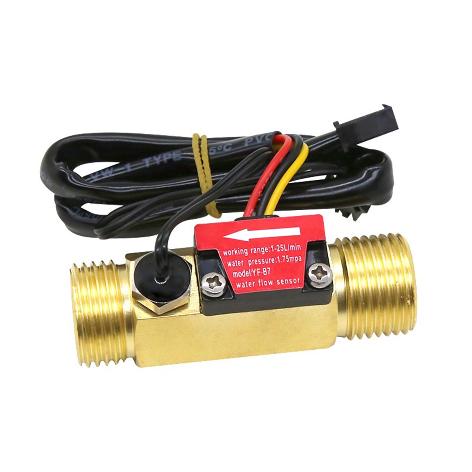 1/2" Flow Sensor Water Flow Switch w/ Temperature Detection for Hot Water System