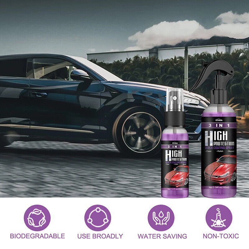 3 in 1 High Protection Quick Car Coat Ceramic Coating Spray Hydrophobic 300ML US