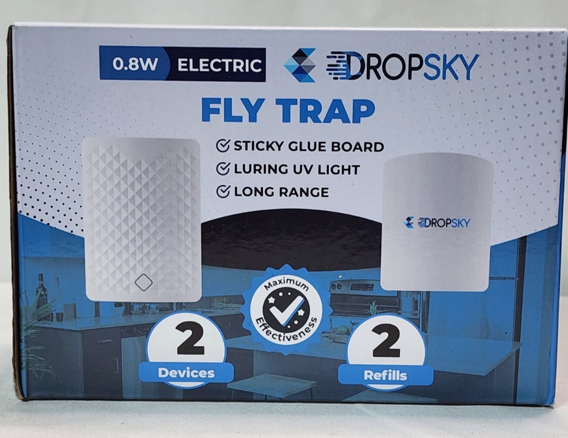 Dropsky Indoor Flying Insect Trap Plug-in Bug Light Trap 2 Traps + 2 Glue Cards