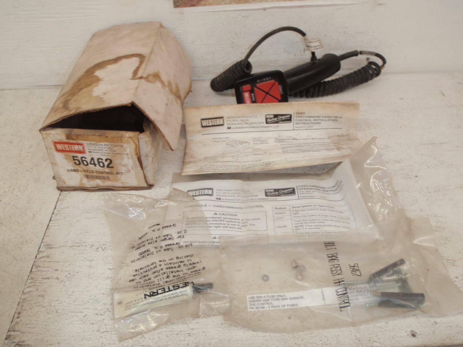 Western 5642 Handheld Control Kit Complete Damaged Box, Dry-Rotted Wires NOS
