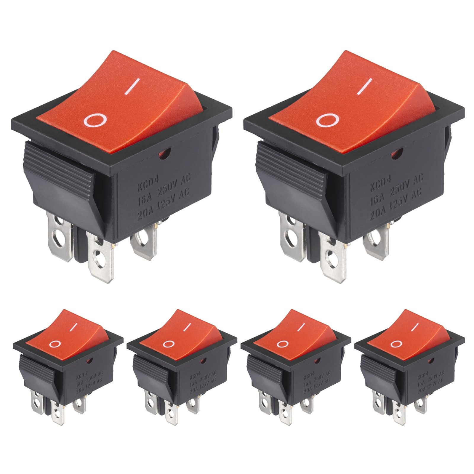 KCD4 Rocker Switch 20A 125V AC 16A 250V On Off 4 Pin 2 Position Mini Boat Roc...