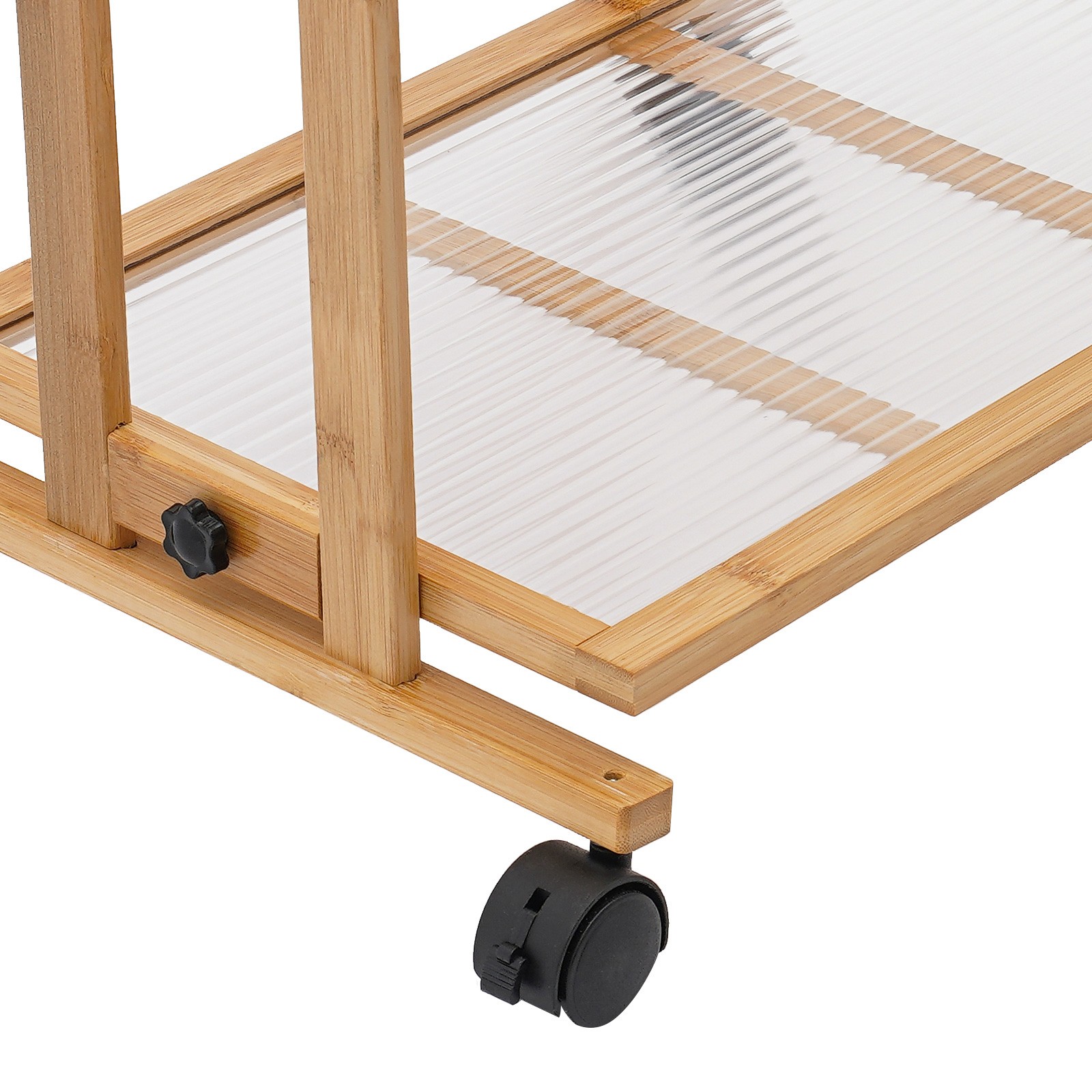 2 Tiers Bamboo Storage Rack, Floor Standing Storage Stand, Foldable Storage Rack