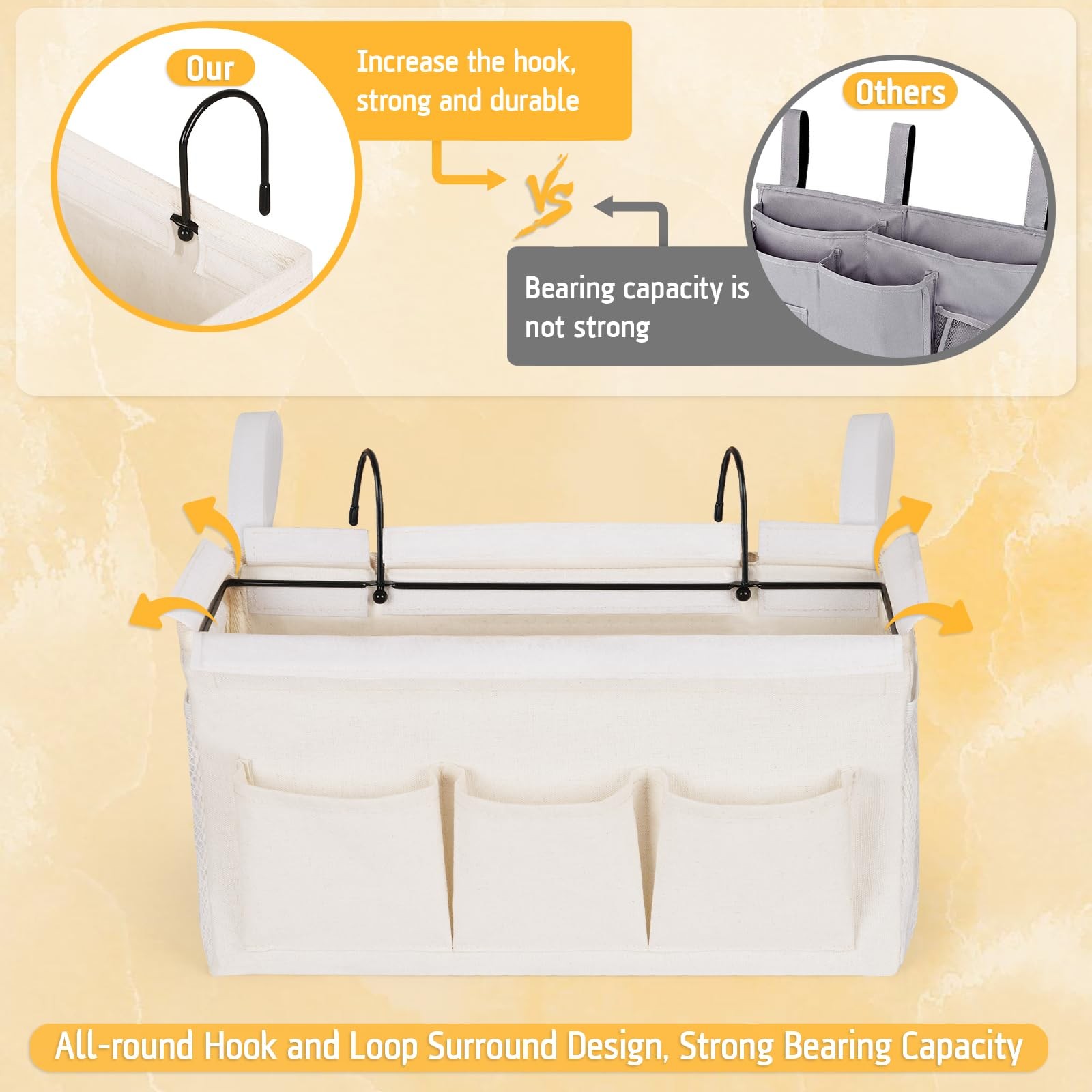 Bedside Caddy, Bedside Storage Bag Hanging Organizer for Bunk Bed