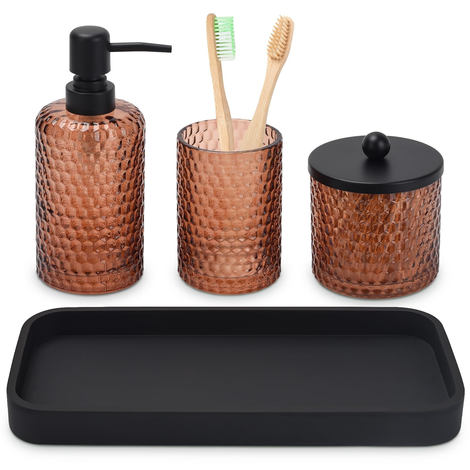 Bathroom Accessories Set4 Pcs Amber Glass Bathroom Accessories Setslotion Soap D