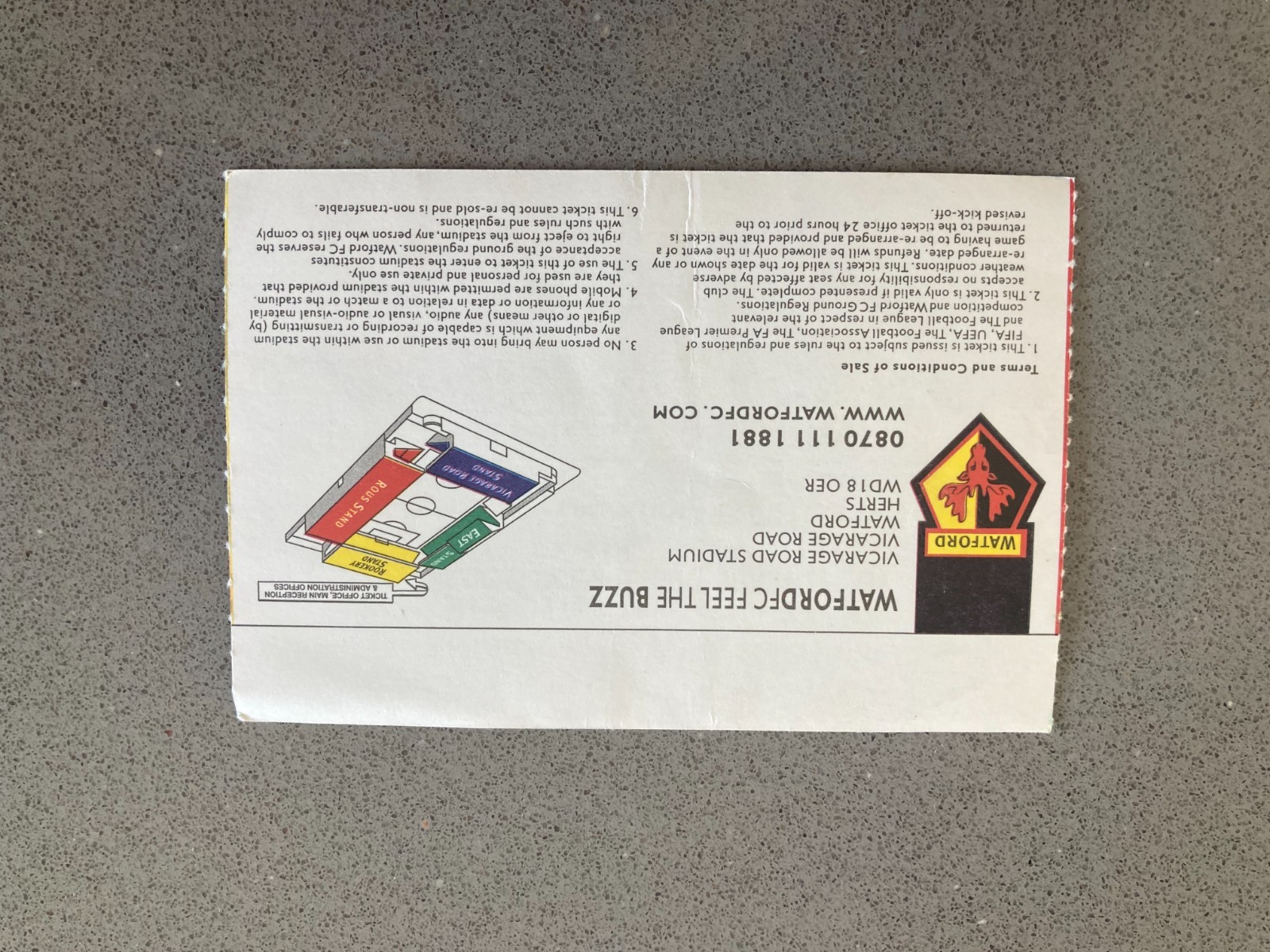 Watford v Reading 2005-06 Match Ticket