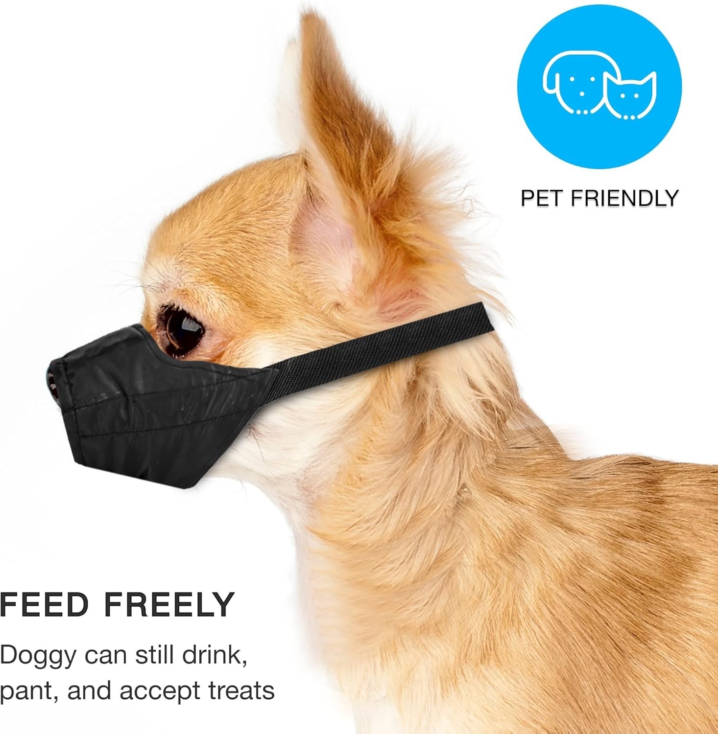 Soft Nylon Muzzle for Small Dogs 5-15lbs – Easy Quick-Fit with Buckle Closure