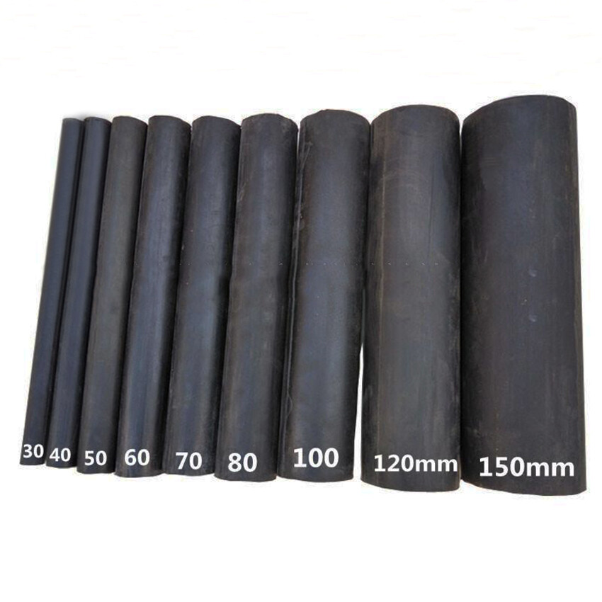 Dia 21mm-150mm Black Solid Natural Rubber Round Rods Bar Stick Length 40mm-500mm