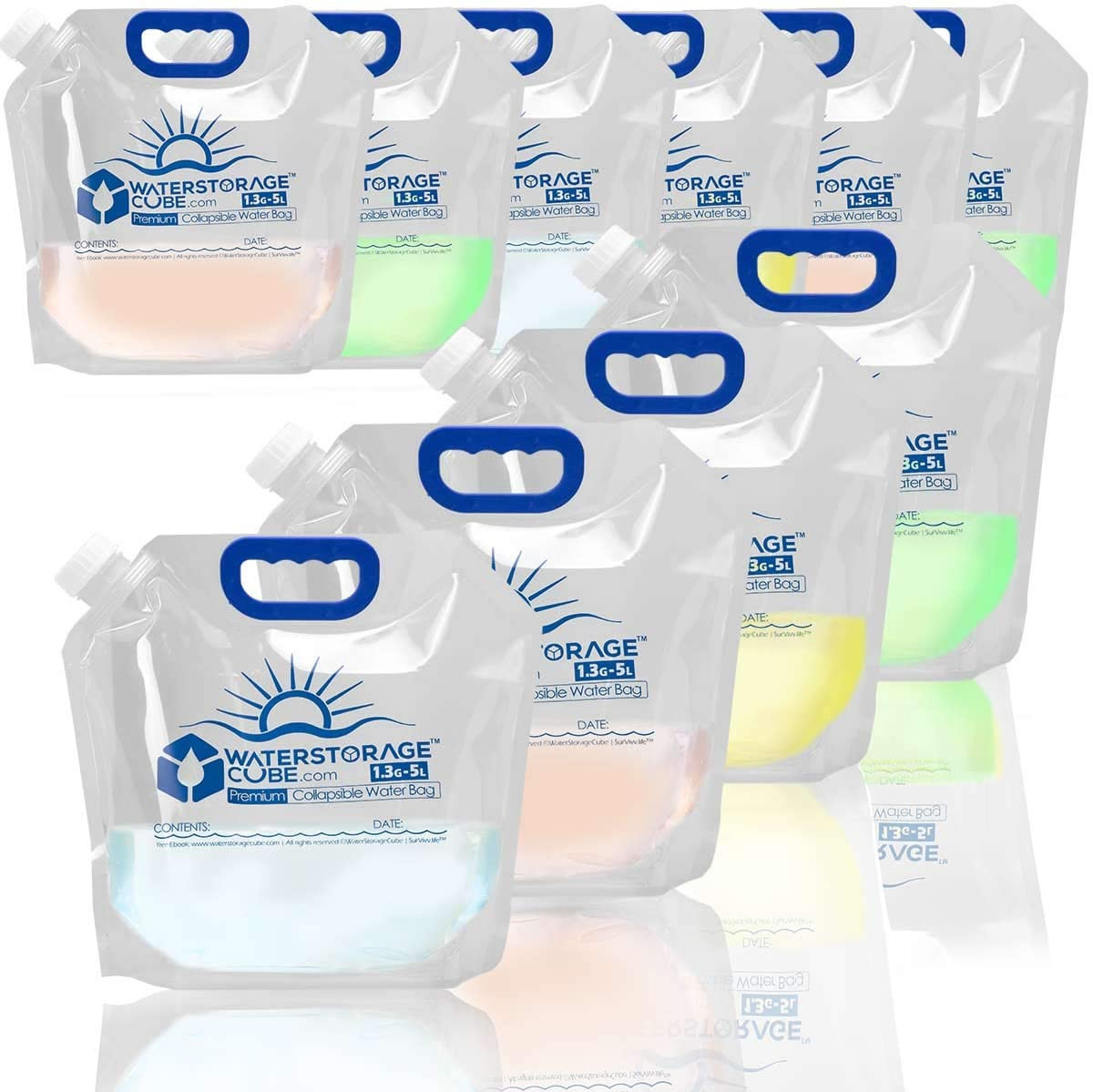 Premium Collapsible Water Container Bag, BPA Free Food Grade Clear Plastic Stora