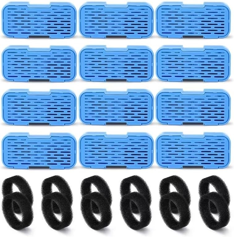Official Cat Water Fountain Filters, 24 Packs(12 Filters + 12 Sponges) Cat Fount