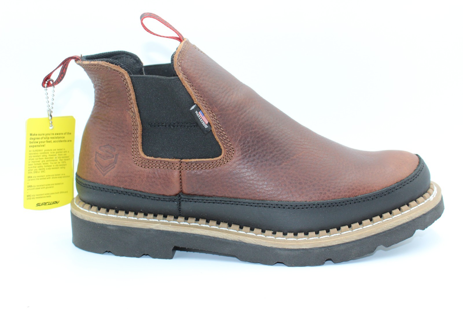 Size - 10 Men's High-Top Waterproof Leather Work Boots, Slip & Oil Resistant