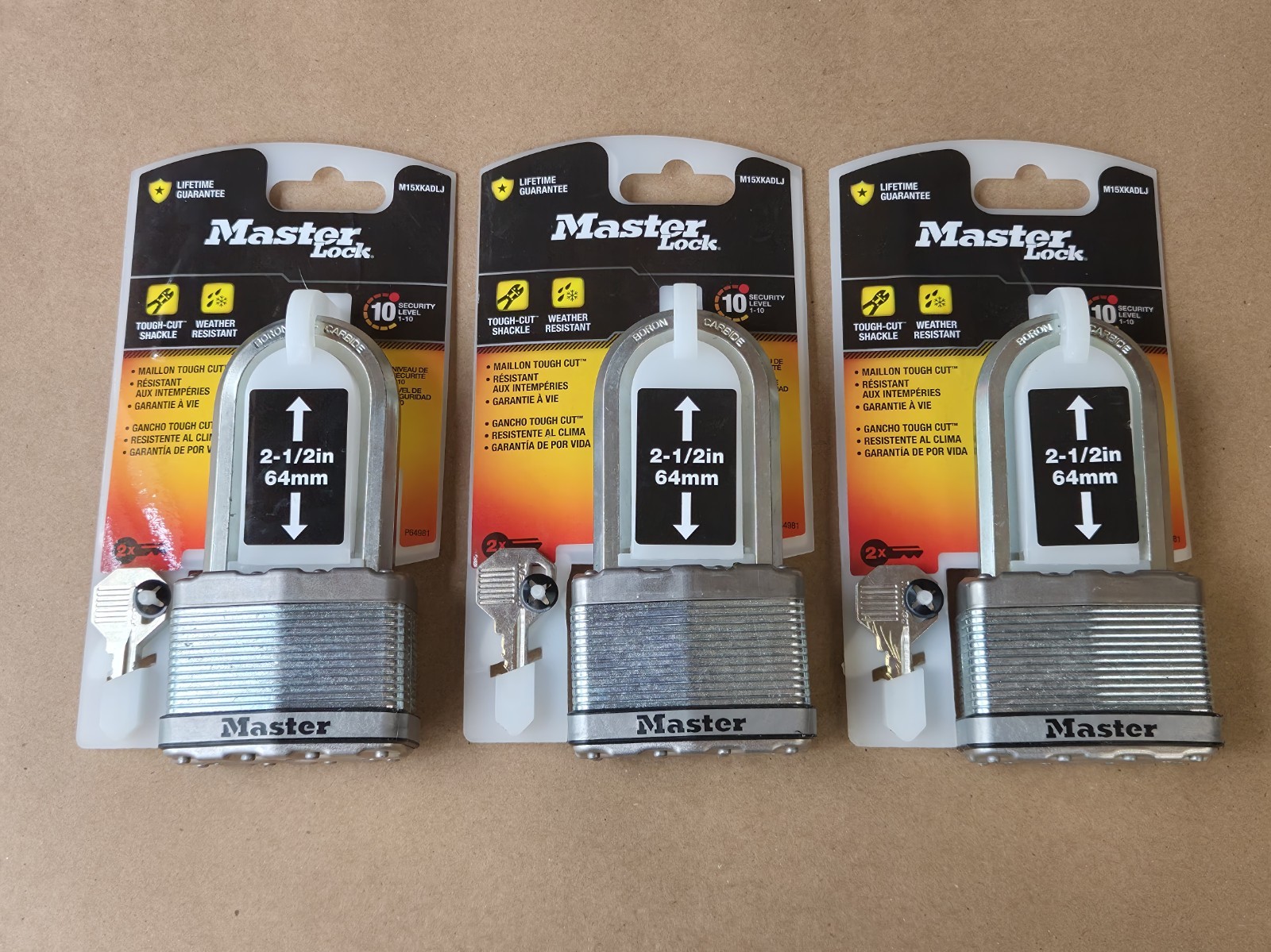 Lot Of 3 Master Lock M15XKADLJ High Security Padlocks Keyed Alike