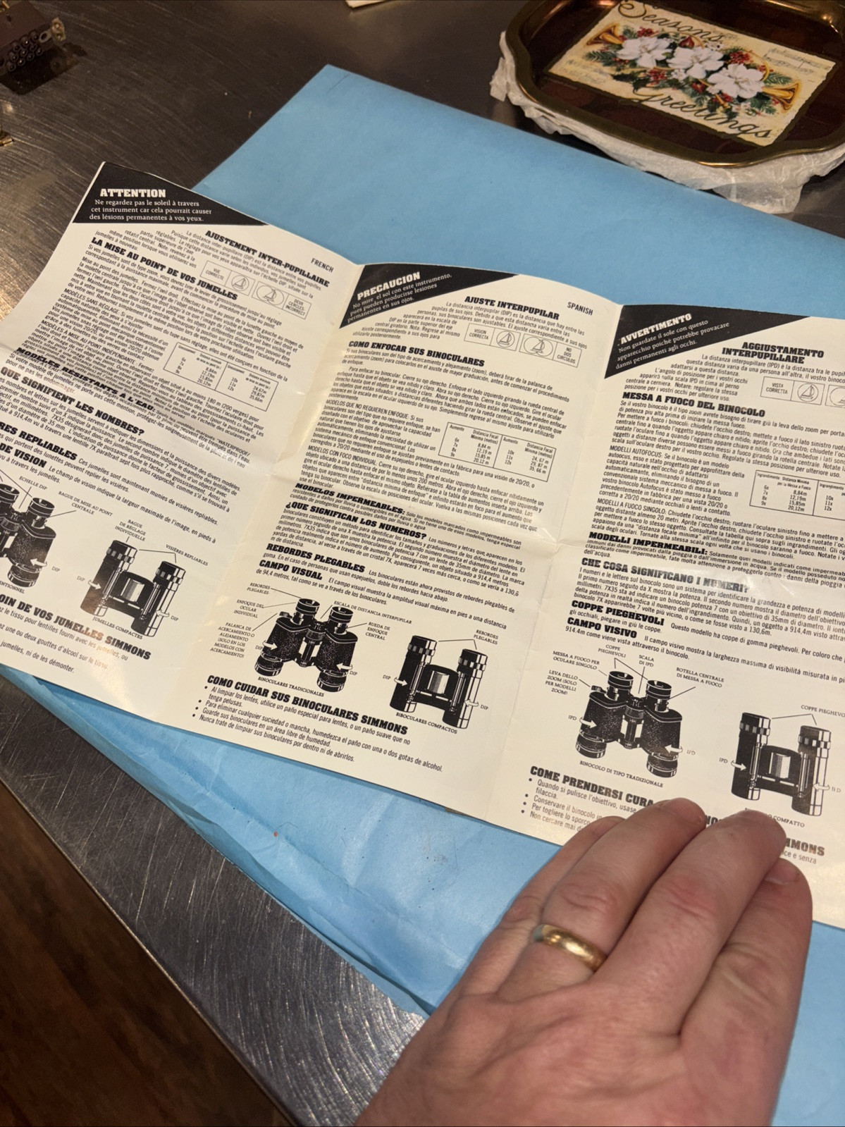Simmons Binocular Instructions Only