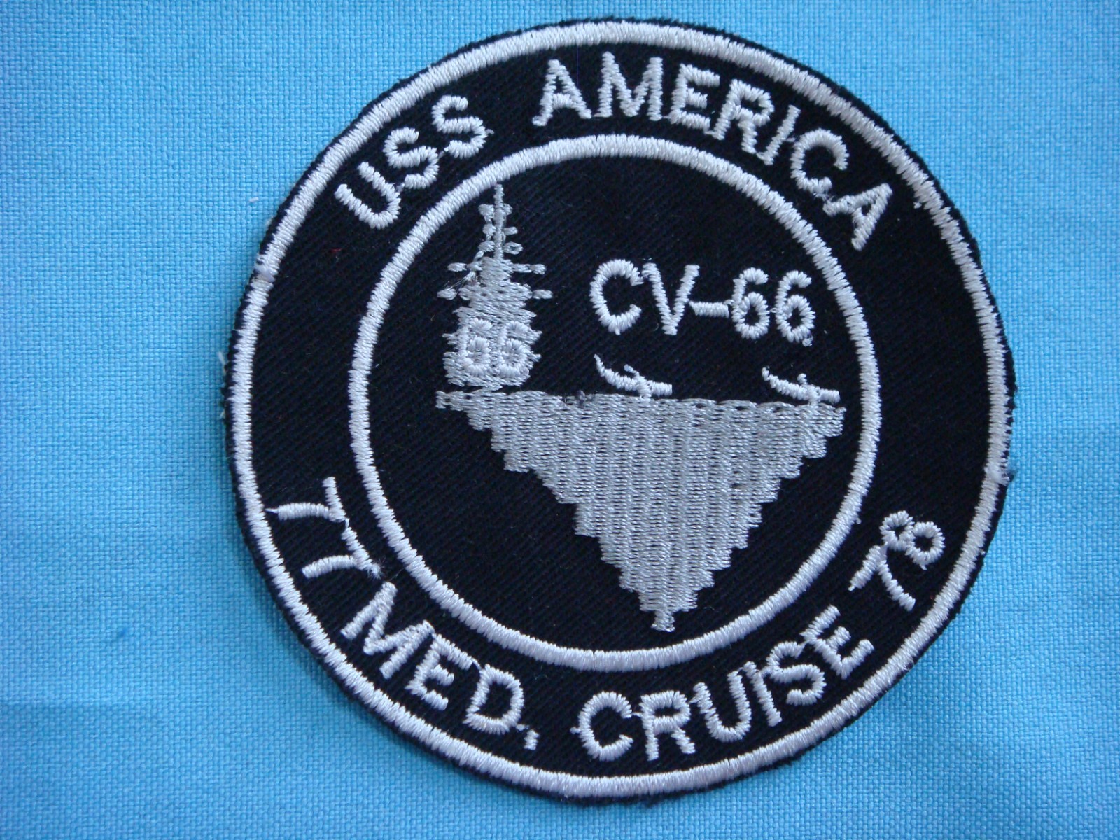 PATCH US NAVY USS AMERICA CV-66 SUPER CARRIER "1977 MEDITERRANEAN CRUISE 1978*