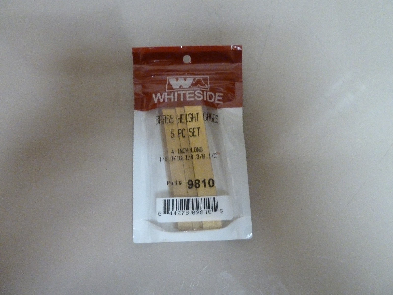 Brand New! WHITESIDE 4” Brass Set Up Height Gauge 5-pc. Set, #9810, USA
