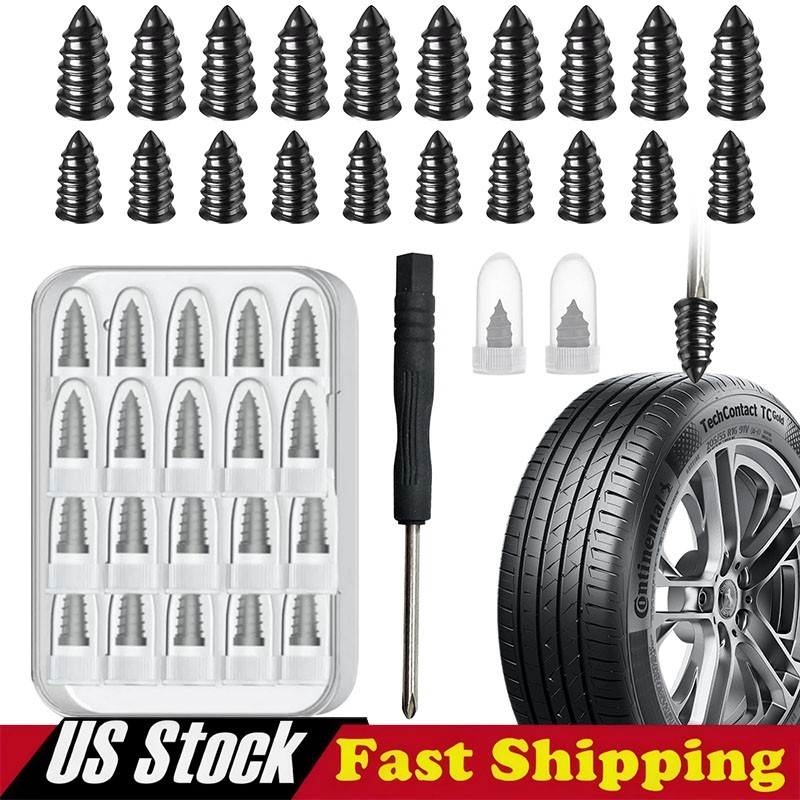 60Pcs Tire Repair Rubber Nail Screw Tire Plugs Quick Puncture for Truck SUV Van