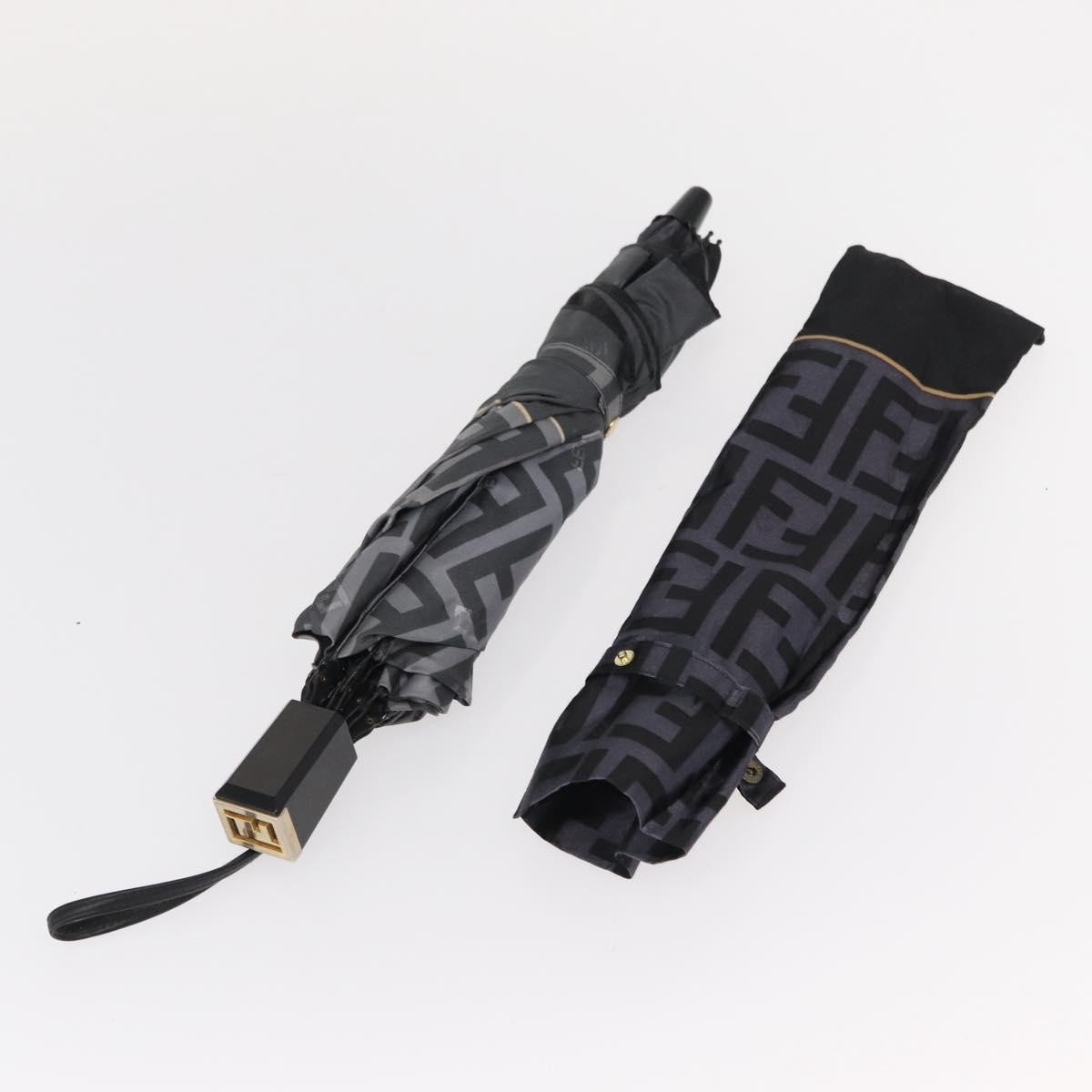 FENDI Zucca Canvas Folding Umbrella Navy Auth am9873