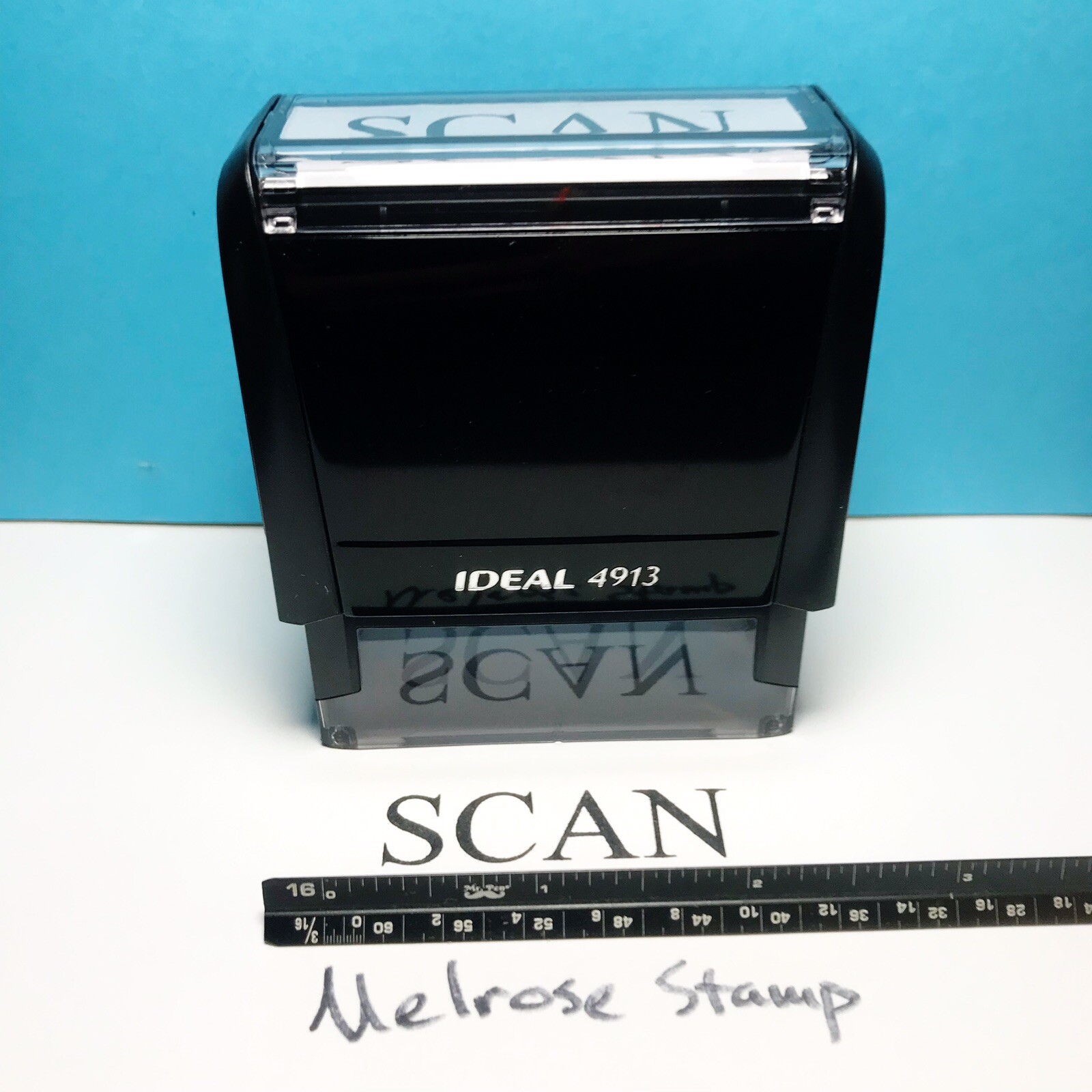 Scan Rubber Stamp Black Ink Self Inking Ideal 4913