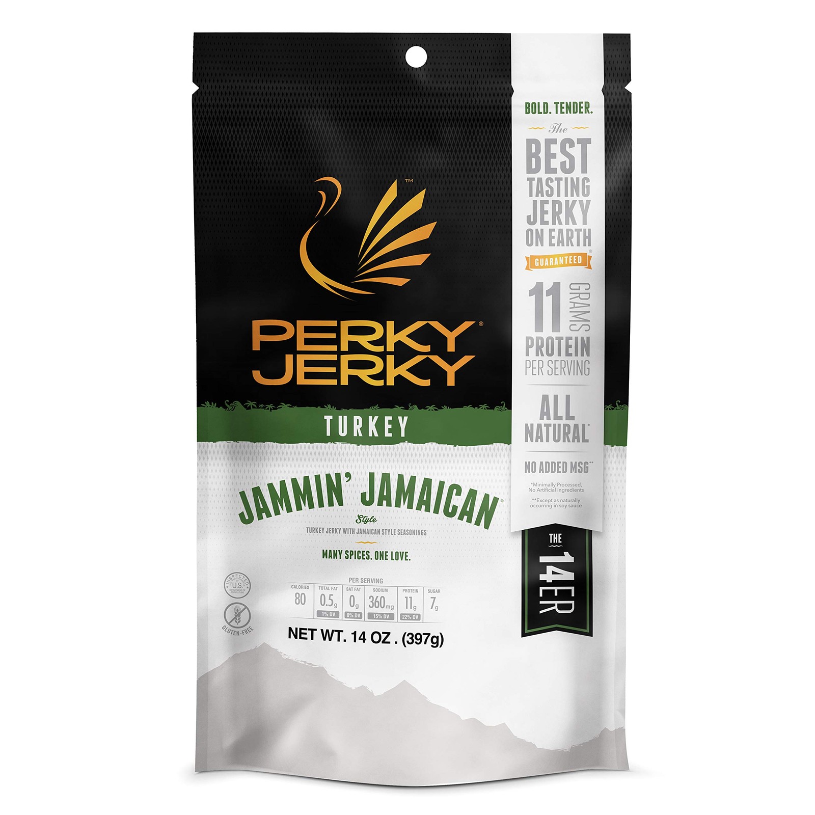 Perky Jerky Jamaican Turkey Jerky 14oz Low Sodium High Protein Snack