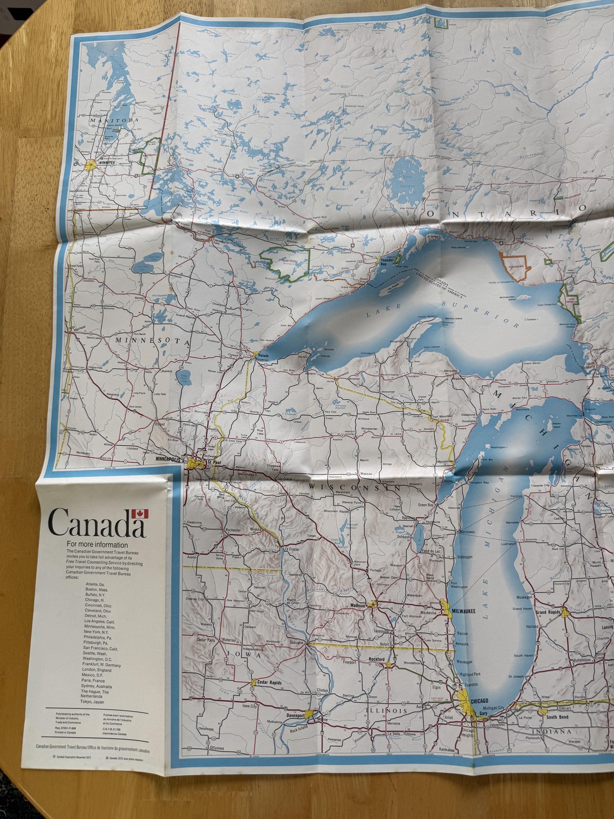 Vintage 1973 Canada Highway Map Northeastern USA Eastern Sheet Folded Brochure