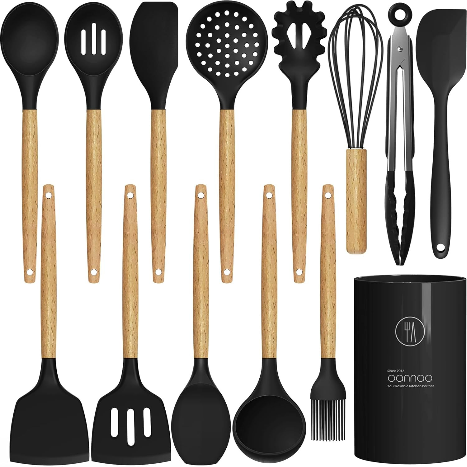Silicone Cooking Utensils Set Utensil Sets - 446°F Heat Resistant Silicone Kitch