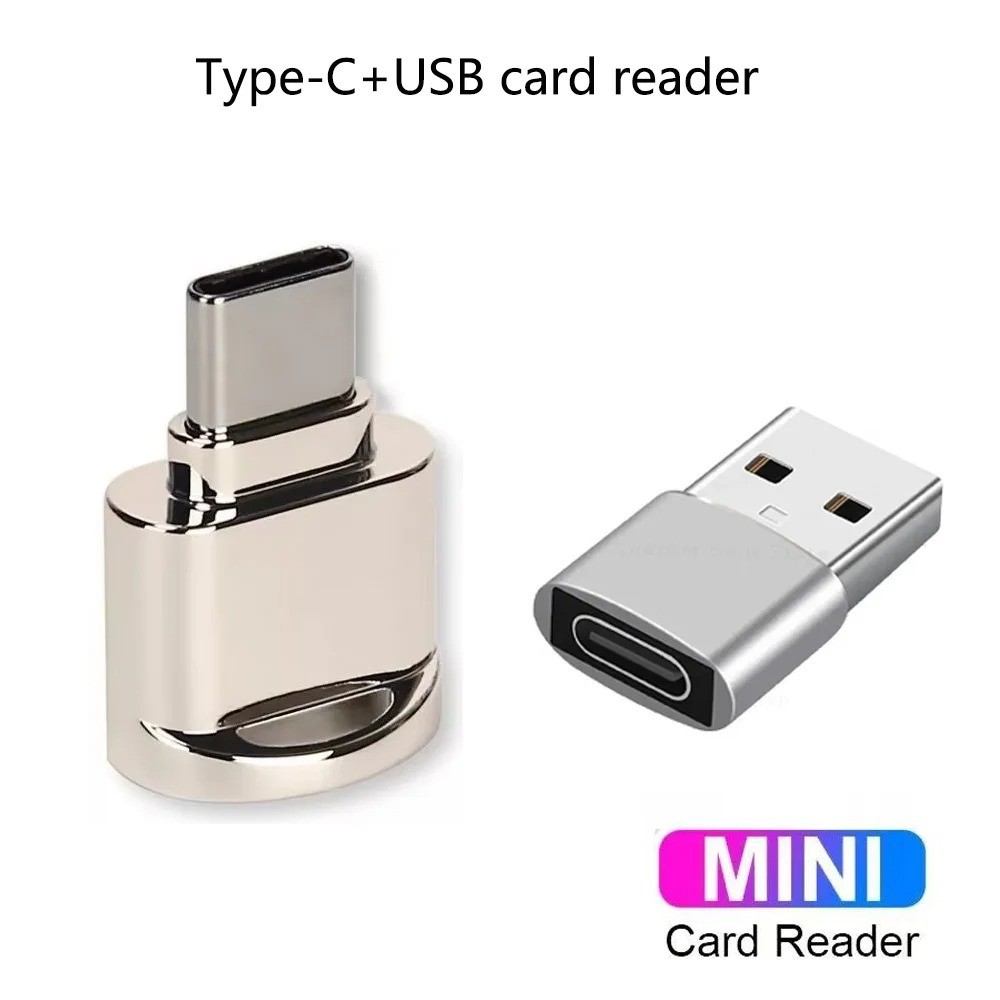 USB & Type-C TF Card Reader Zinc Alloy OTG Memory Card Adapter