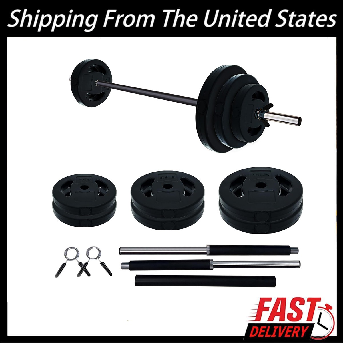 40 Lbs Barbell Weight Set, Adjustable Free Weights for Home and Gym Workout