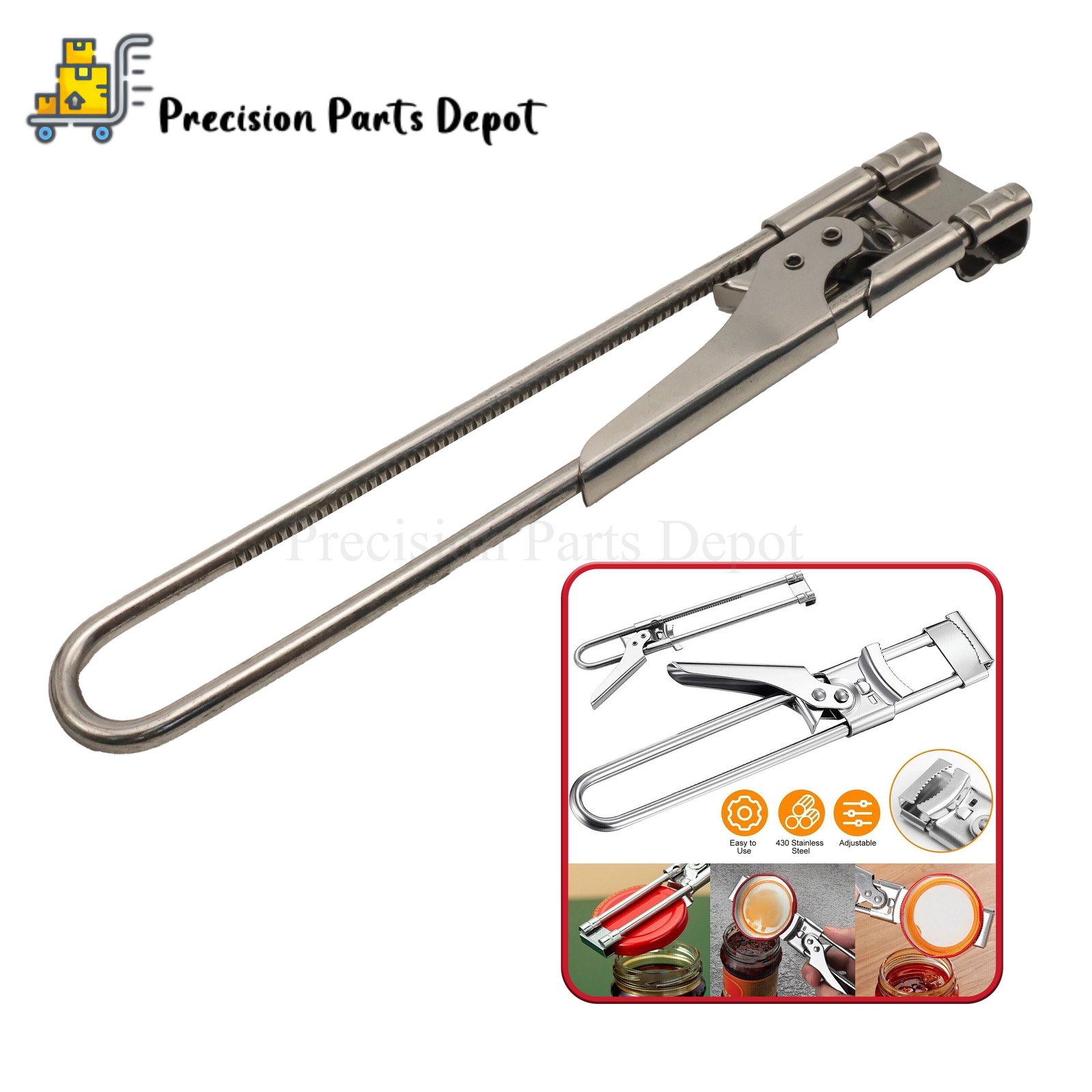 Stainless Steel Can Opener Multifunctional Adjustable Jar Lid Gripper Tool US