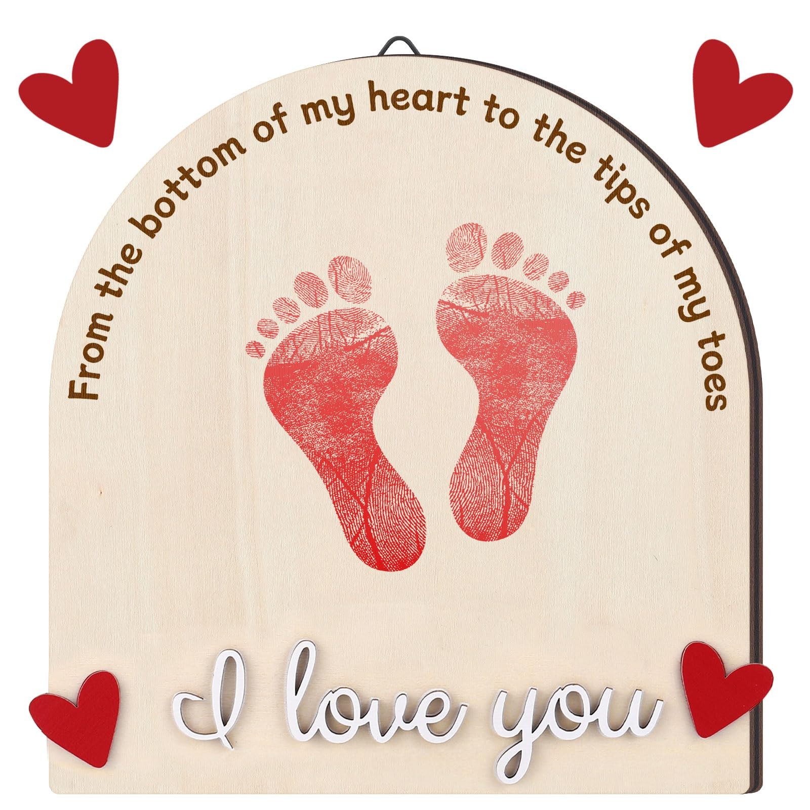 St. Patrick's Day Baby's First DIY Footprint Art Wooden Milestone Card Keepsake