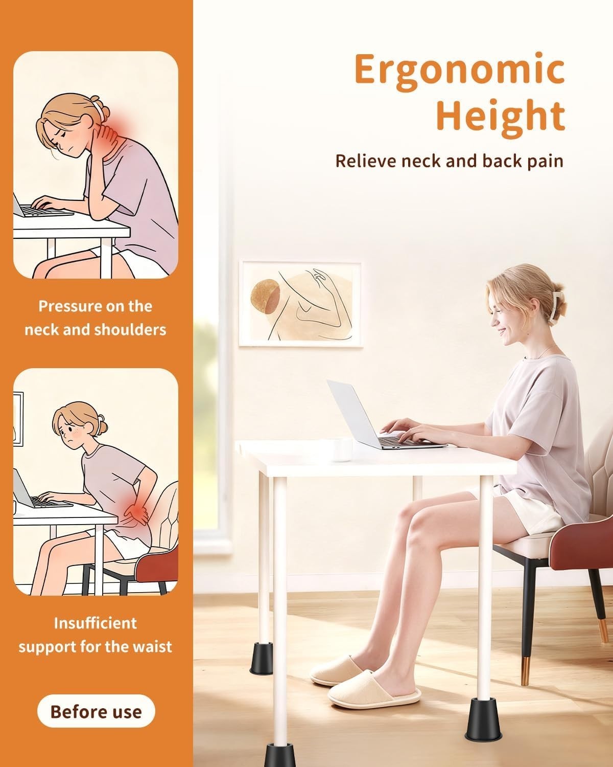 Space-Saving 7.8 Inch Bed Risers - Stable, Stackable & Durable Heavy-Duty Design