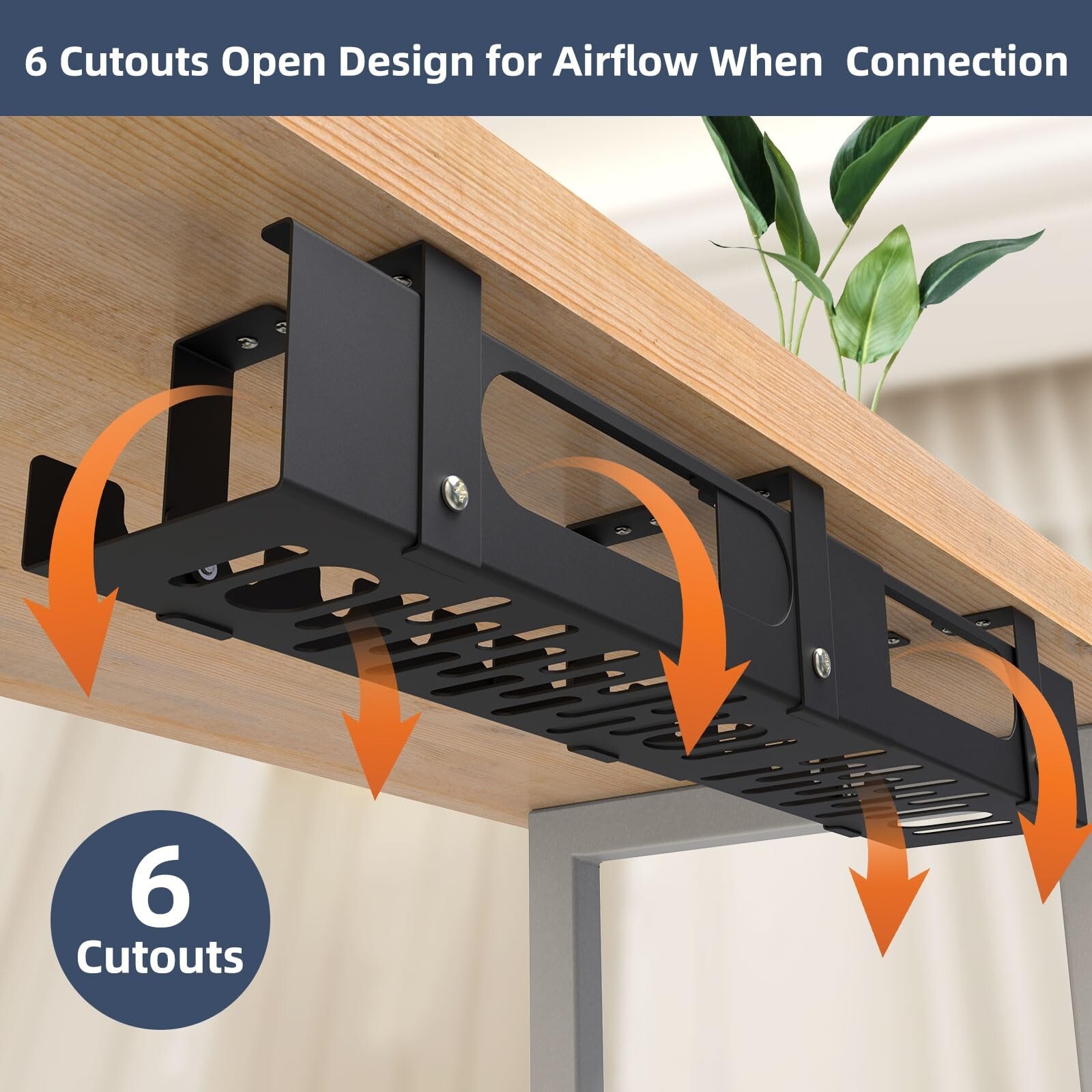 2 Pack Cable Management Under Desk Tray,Adjustable Length(15.7”-31.4”