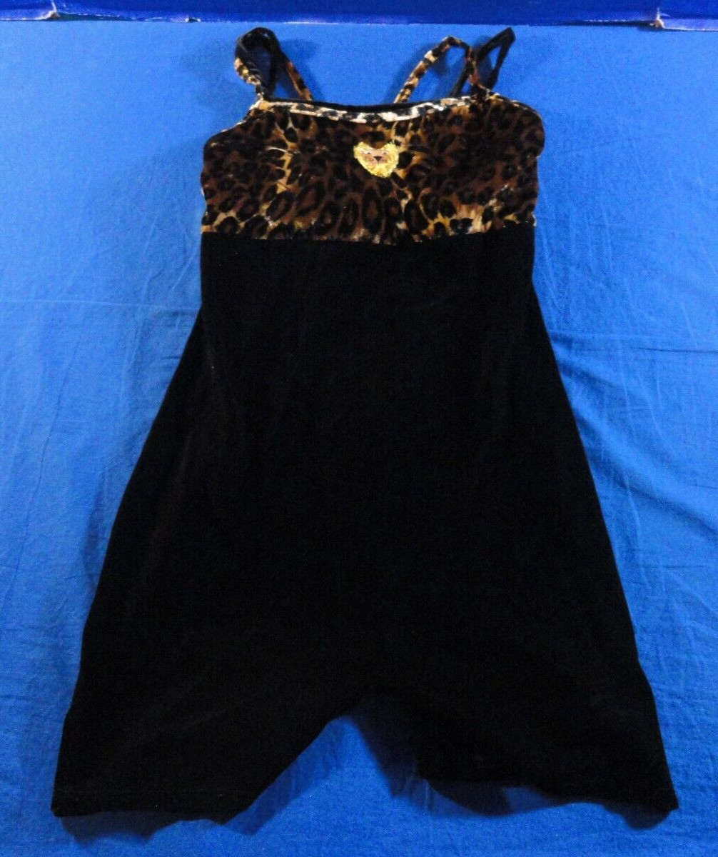 VINTAGE VELVET CHEETAH LEOPARD PRINT SPAGHETTI STRAP TANK TOP ROMPER 23X25.5