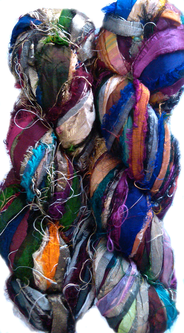 500 Grams Himalaya Recycled Soft Sari RiIBBON Silk Yarn Knit Crochet Woven