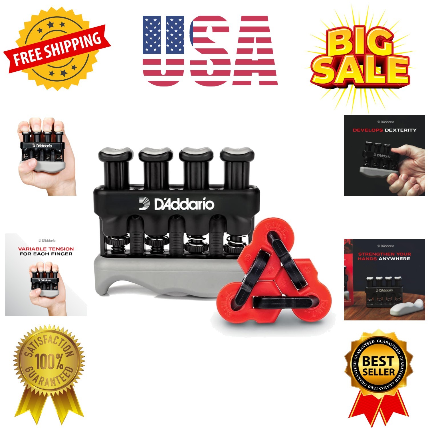 Varigrip Finger Strengthener with Fiddilink - Finger Exerciser & Guitar Train...